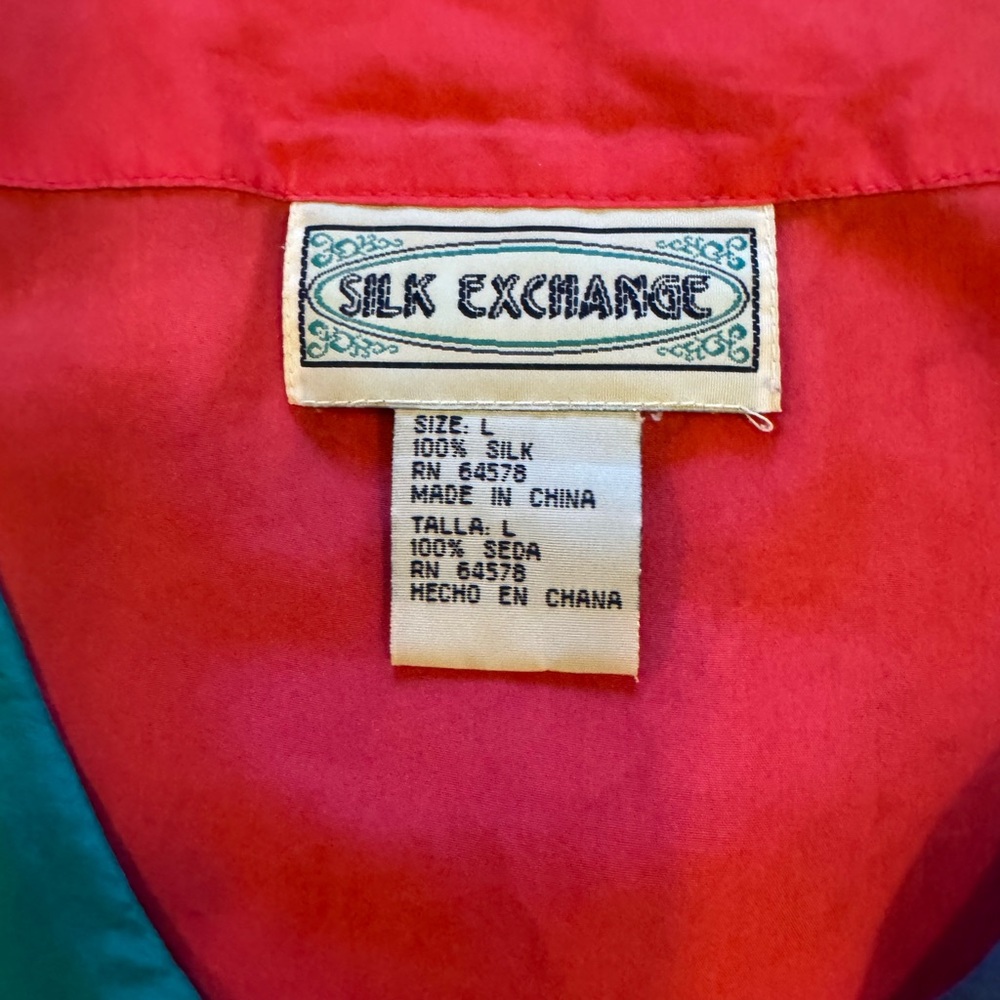 *3 for $9* Vintage Silk Colorblock Blouse - Picture 10 of 14